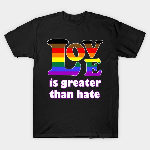 Love Is Greater Than Hate (Philly Pride) T-Shirt by Zogar77